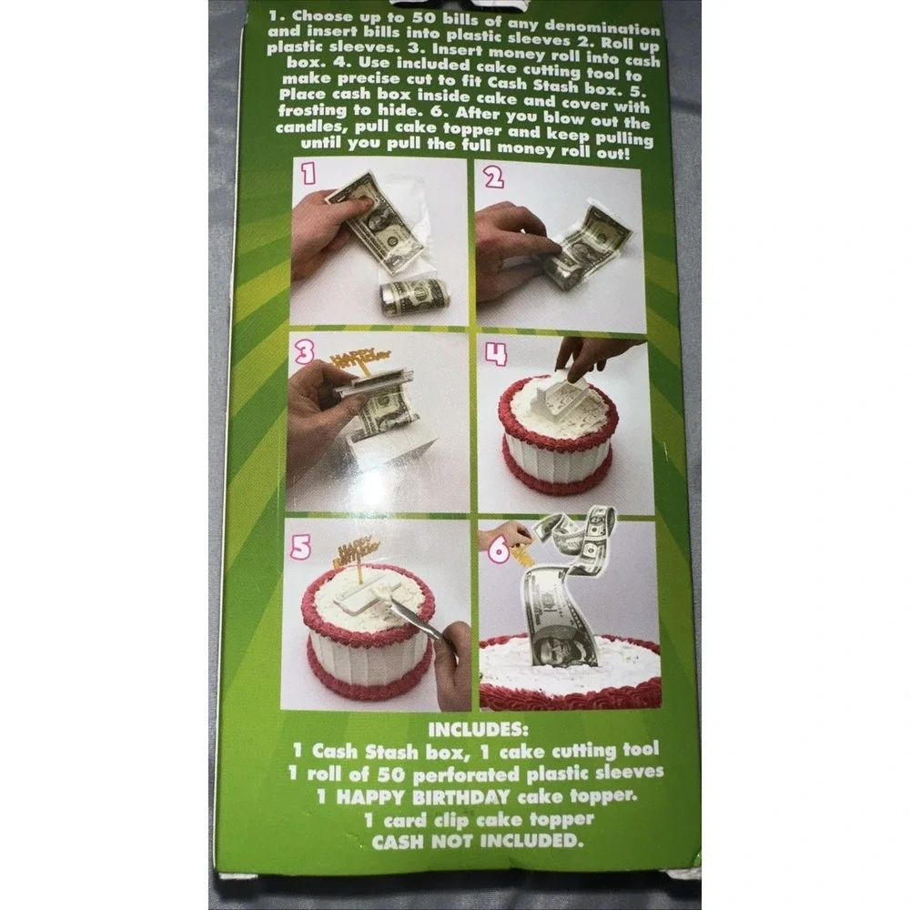 Cash Stash Cake Surprise Pull Out Money Box for Birthday New